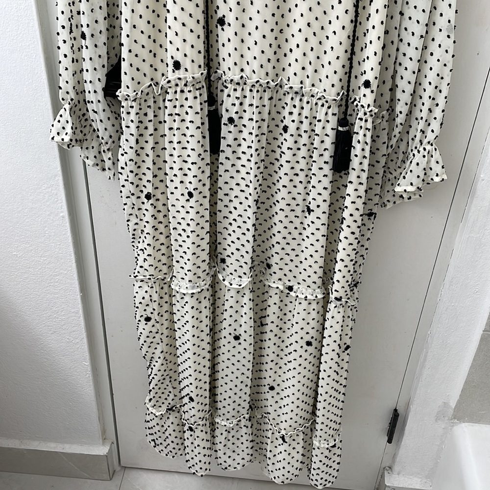 Zara Dotted Mesh Oversized Maxi Dress Size Large L NWT Polka Dots Swiss Dots - Picture 3 of 9